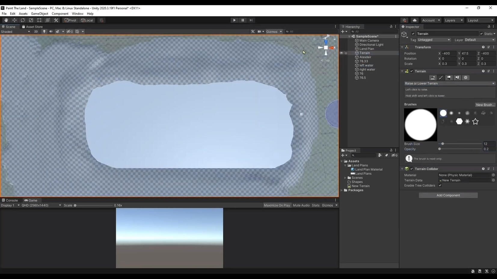 Beginning to sculpt the land